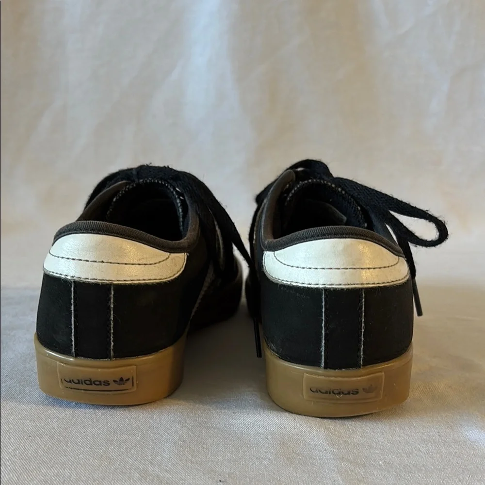 Adidas Black and White Low-Top Sneakers with Signature Stripes SIZE 4